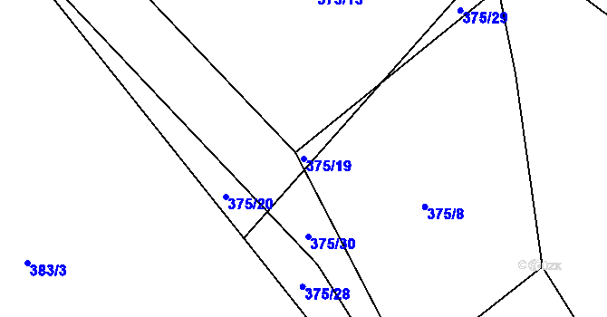 Parcela st. 375/19 v KÚ Rosnice u Všestar, Katastrální mapa