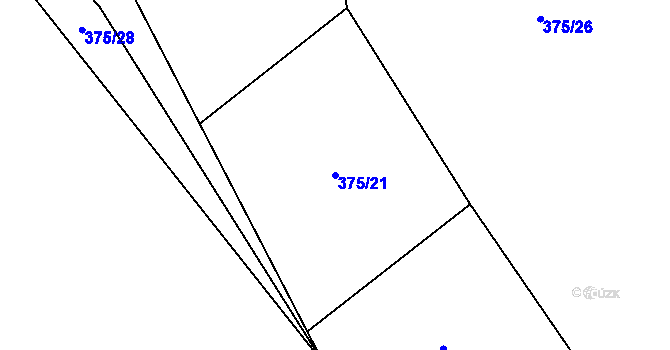 Parcela st. 375/21 v KÚ Rosnice u Všestar, Katastrální mapa