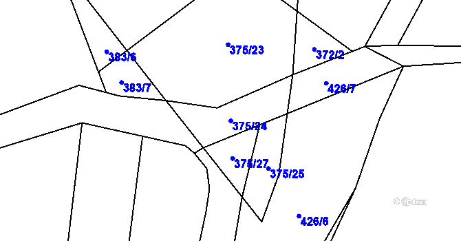Parcela st. 375/24 v KÚ Rosnice u Všestar, Katastrální mapa