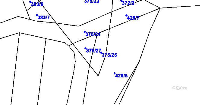 Parcela st. 375/25 v KÚ Rosnice u Všestar, Katastrální mapa