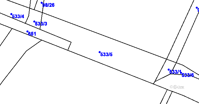 Parcela st. 533/5 v KÚ Rosnice u Všestar, Katastrální mapa