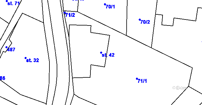 Parcela st. 42 v KÚ Světí, Katastrální mapa