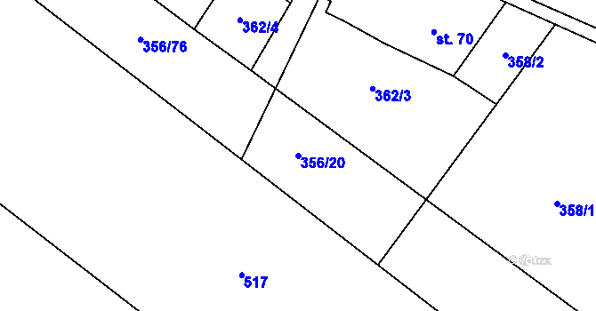Parcela st. 356/20 v KÚ Světí, Katastrální mapa
