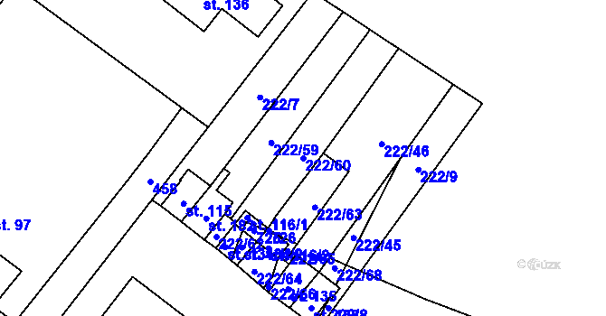 Parcela st. 222/60 v KÚ Světí, Katastrální mapa