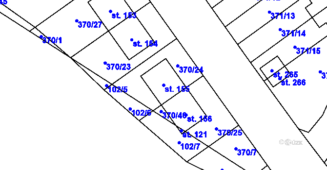 Parcela st. 155 v KÚ Všestary, Katastrální mapa