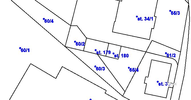 Parcela st. 179 v KÚ Všestary, Katastrální mapa