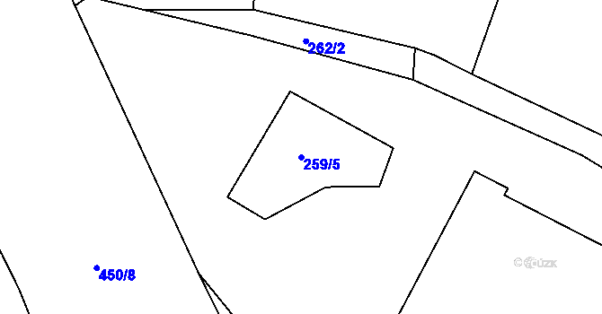 Parcela st. 259/5 v KÚ Všestary, Katastrální mapa