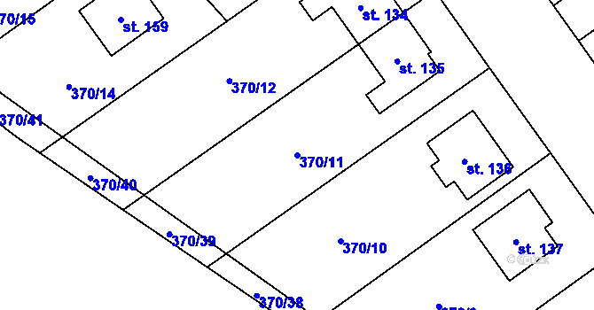 Parcela st. 370/11 v KÚ Všestary, Katastrální mapa