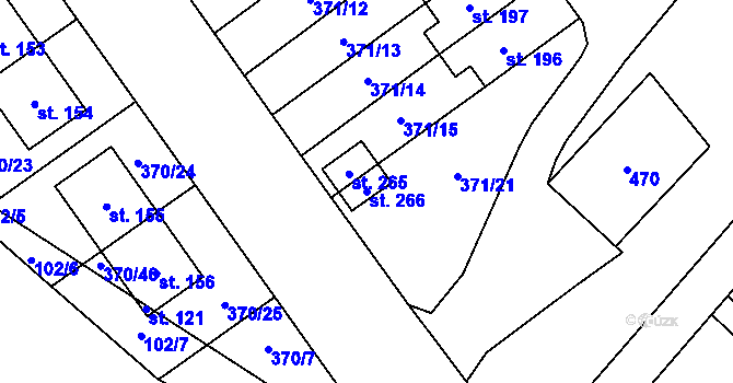 Parcela st. 266 v KÚ Všestary, Katastrální mapa