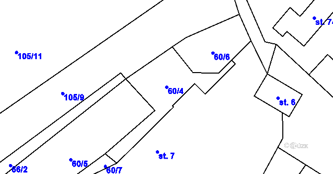 Parcela st. 60/4 v KÚ Dušníky nad Vltavou, Katastrální mapa