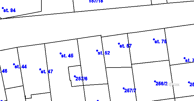 Parcela st. 52 v KÚ Všestudy u Veltrus, Katastrální mapa