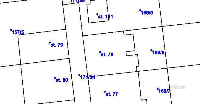 Parcela st. 78 v KÚ Všestudy u Veltrus, Katastrální mapa