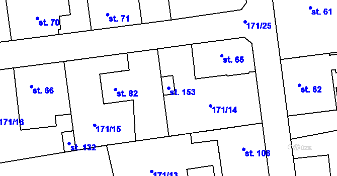 Parcela st. 153 v KÚ Všestudy u Veltrus, Katastrální mapa