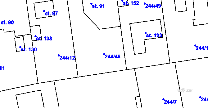 Parcela st. 244/46 v KÚ Všestudy u Veltrus, Katastrální mapa