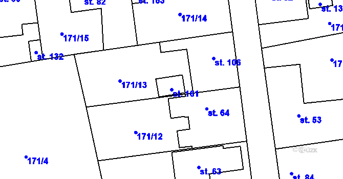 Parcela st. 161 v KÚ Všestudy u Veltrus, Katastrální mapa