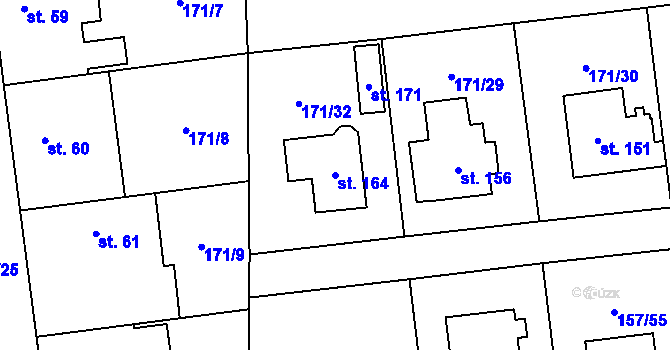Parcela st. 164 v KÚ Všestudy u Veltrus, Katastrální mapa