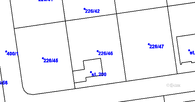 Parcela st. 226/46 v KÚ Všestudy u Veltrus, Katastrální mapa