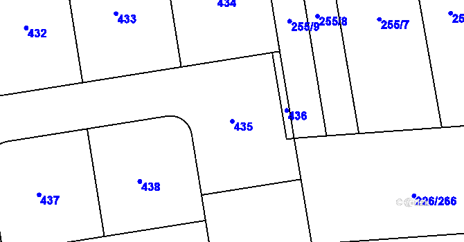 Parcela st. 435 v KÚ Všestudy u Veltrus, Katastrální mapa