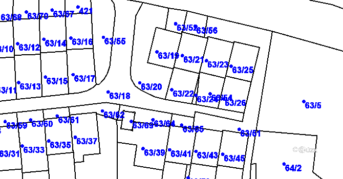 Parcela st. 63/22 v KÚ Všestudy, Katastrální mapa