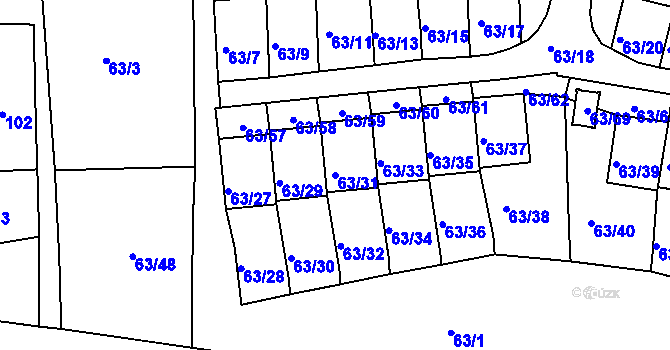 Parcela st. 63/31 v KÚ Všestudy, Katastrální mapa