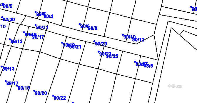 Parcela st. 90/23 v KÚ Všestudy, Katastrální mapa