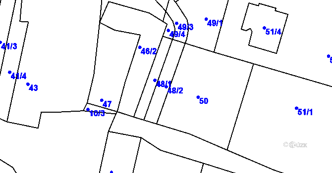 Parcela st. 48/2 v KÚ Všestudy, Katastrální mapa