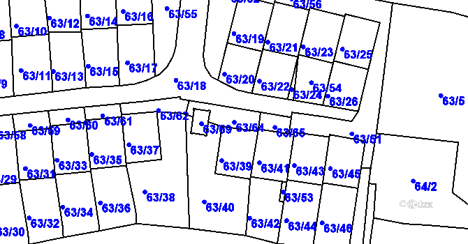 Parcela st. 63/64 v KÚ Všestudy, Katastrální mapa