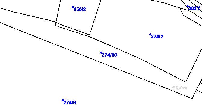 Parcela st. 274/10 v KÚ Všesulov, Katastrální mapa