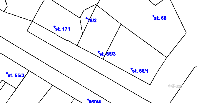 Parcela st. 65/3 v KÚ Všetaty, Katastrální mapa
