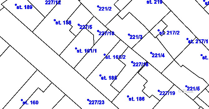 Parcela st. 161/2 v KÚ Všetaty, Katastrální mapa
