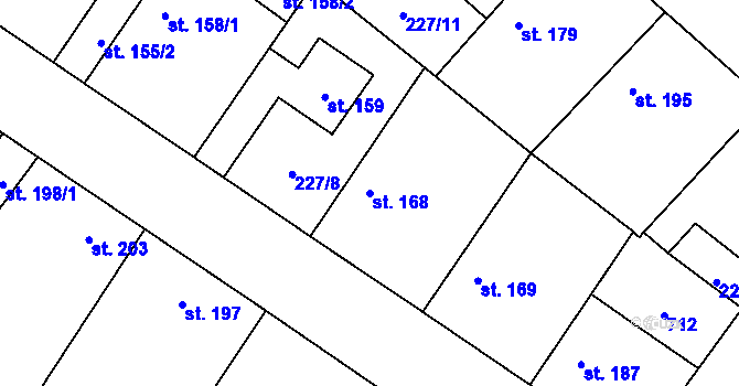 Parcela st. 168 v KÚ Všetaty, Katastrální mapa