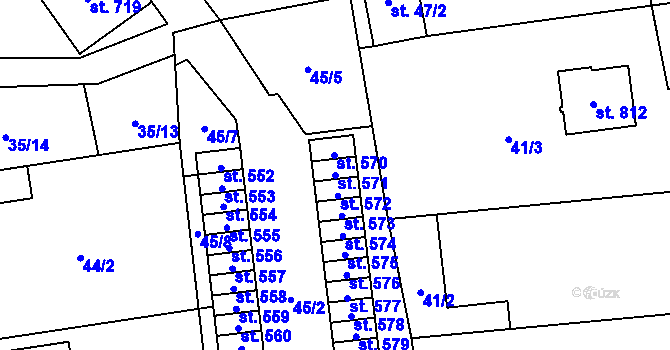 Parcela st. 571 v KÚ Všetaty, Katastrální mapa
