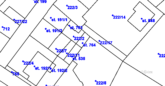 Parcela st. 764 v KÚ Všetaty, Katastrální mapa