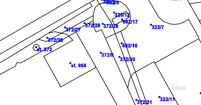 Parcela st. 372/9 v KÚ Všetaty, Katastrální mapa