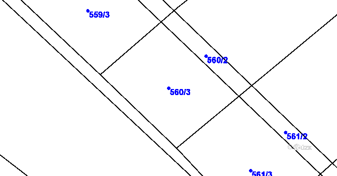 Parcela st. 560/3 v KÚ Všetaty, Katastrální mapa