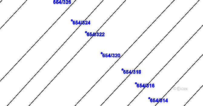 Parcela st. 654/320 v KÚ Všetaty, Katastrální mapa