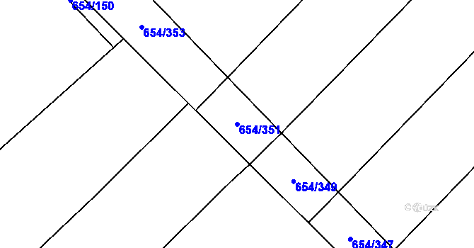 Parcela st. 654/351 v KÚ Všetaty, Katastrální mapa