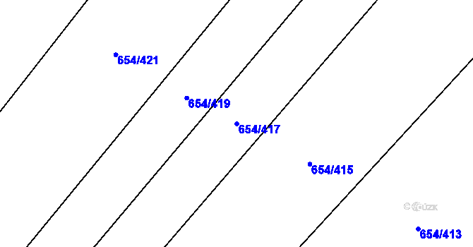 Parcela st. 654/417 v KÚ Všetaty, Katastrální mapa