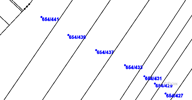 Parcela st. 654/437 v KÚ Všetaty, Katastrální mapa