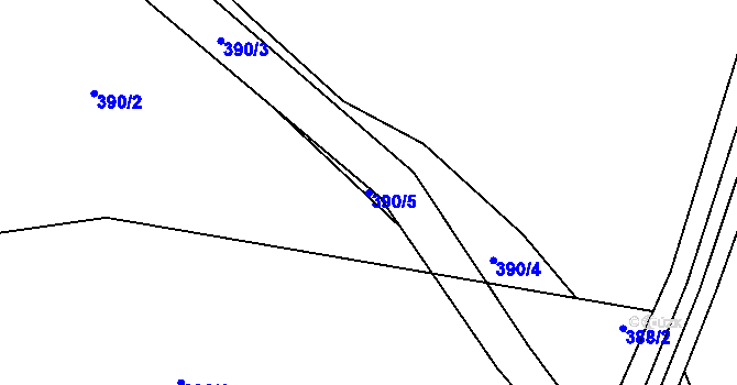 Parcela st. 390/5 v KÚ Všetaty, Katastrální mapa