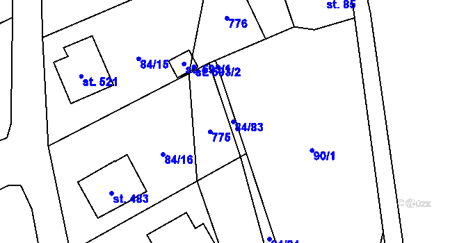 Parcela st. 84/83 v KÚ Všetaty, Katastrální mapa
