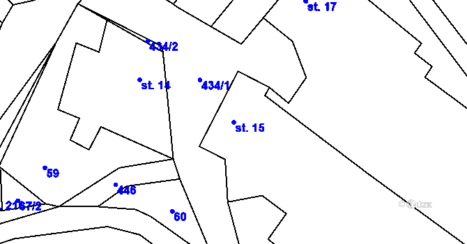Parcela st. 15 v KÚ Všetaty u Rakovníka, Katastrální mapa