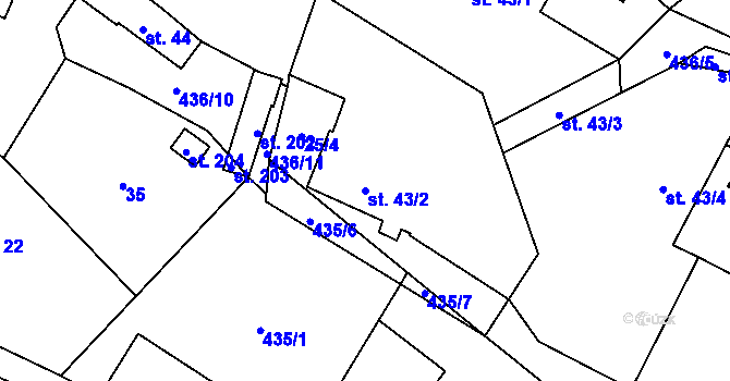 Parcela st. 43/2 v KÚ Všetaty u Rakovníka, Katastrální mapa