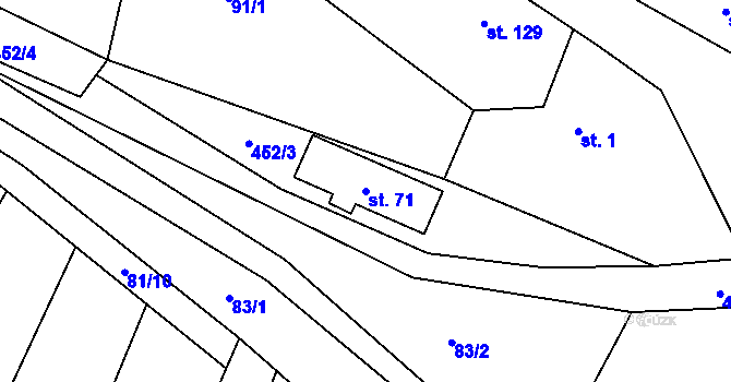 Parcela st. 71 v KÚ Všetaty u Rakovníka, Katastrální mapa