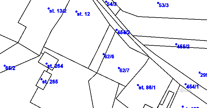 Parcela st. 62/6 v KÚ Všetaty u Rakovníka, Katastrální mapa