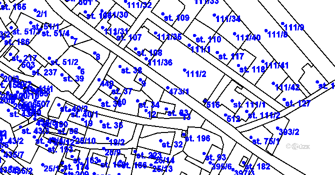 Parcela st. 473/1 v KÚ Všetaty u Rakovníka, Katastrální mapa