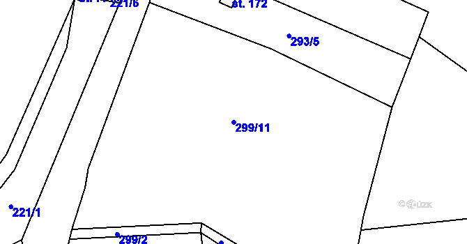 Parcela st. 299/11 v KÚ Všetaty u Rakovníka, Katastrální mapa