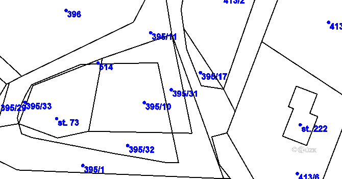 Parcela st. 395/31 v KÚ Všetaty u Rakovníka, Katastrální mapa