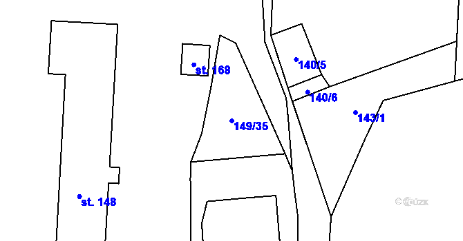 Parcela st. 149/35 v KÚ Všetaty u Rakovníka, Katastrální mapa