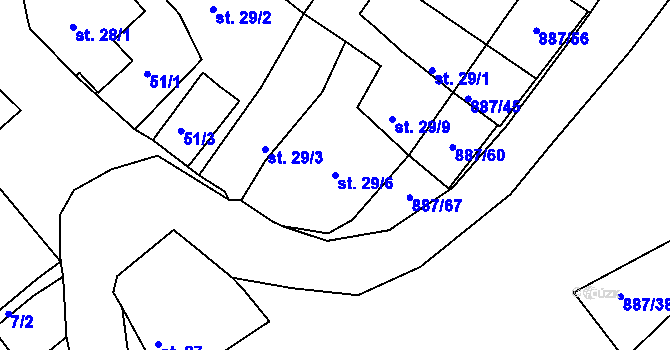 Parcela st. 29/6 v KÚ Vtelno, Katastrální mapa